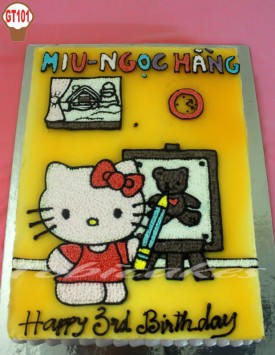 [GT101] BÁNH SINH NHẬT GATO VẼ HÌNH MÈO KITTY