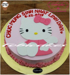 [GT167] BÁNH SINH NHẬT GATO VẼ HÌNH MÈO KITTY DÀNH CHO BÉ GÁI