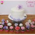 BÁNH SINH NHẬT TRANG TRÍ HOA HỒNG TÍM VÀ SET CUPCAKES HOA HỒNG