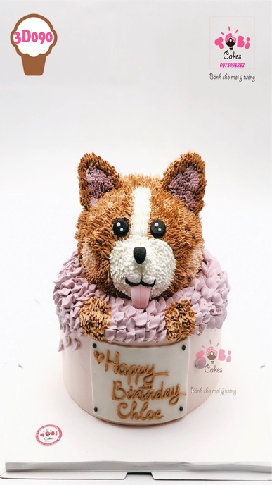 3D090 - Bánh sinh nhật chú chó độc đáo