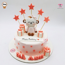 FD1615 - Bánh sinh nhật bé khỉ hồng điệu đà