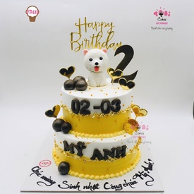 BF410 - Bánh sinh nhật 2 tầng tạo hình chú chó đáng yêu