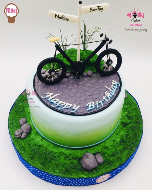 FD1645 - Bánh sinh nhật tạo hình xe đạp đặc biệt theo yêu cầu riêng