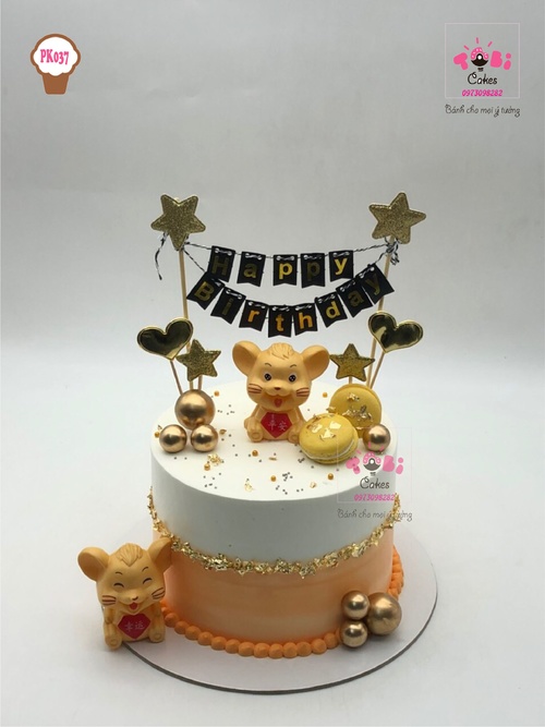 Bánh sinh nhật chuột hồng đáng yêu tặng bé gái tuổi tí 7234 - Bánh sinh nhật,  kỷ niệm