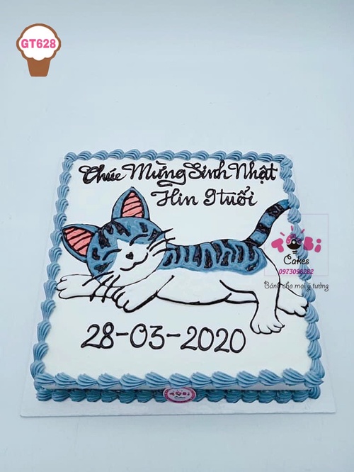 Lấy cảm hứng từ chú mèo, bánh sinh nhật này được vẽ hoàn toàn bằng tay, tạo ra vẻ đẹp rất riêng biệt và độc đáo. Các bạn sẽ không muốn bỏ qua cơ hội chiêm ngưỡng chiếc bánh sinh nhật đặc biệt này.