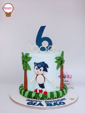 FD1671 - Bánh sinh nhật tạo hình Sonic trên Đảo nổi (Angel Island)