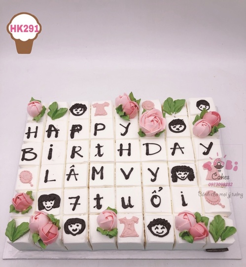 HK291 - Bánh sinh nhật bắt hoa kem cho bé gái dễ thương
