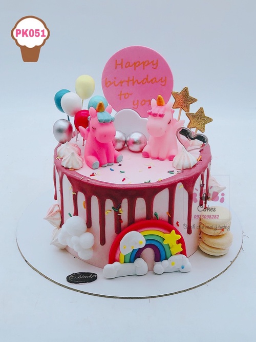 PK051 - Bánh sinh nhật hình ngựa Pony hồng cho bé gái