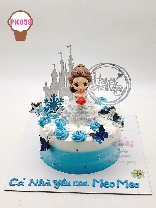 PK059 - Bánh sinh nhật công chúa tông xanh cho bé gái