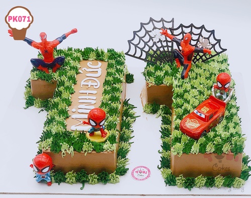 PK071 - Bánh sinh nhật số tuổi trang trí người nhện cho bé trai