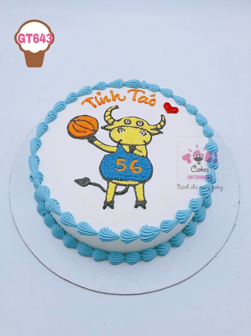 GT643 - Bánh sinh nhật vẽ hình chú bò ngộ nghĩnh