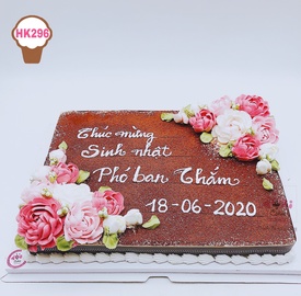 HK296 - Bánh sinh nhật hoa kem Hàn Quốc phủ cacao