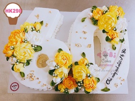 HK298 - Bánh chúc mừng sinh nhật Mẹ yêu trang trí hoa kem Hàn Quốc