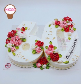 HK300 - Bánh chúc mừng sinh nhật Mẹ yêu với hoa kem hồng
