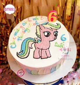 GT651 - Bánh sinh nhật vẽ hình ngựa Pony