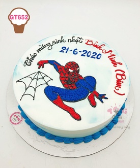 Bạn đang muốn tìm kiếm một chiếc bánh sinh nhật vẽ hình người nhện bắn tơ để làm quà tặng cho bé trai của mình? Đến với hình ảnh này, bạn sẽ cảm thấy hài lòng với một chiếc bánh tuyệt vời, đầy sắc màu và ấn tượng. Bé yêu của bạn sẽ thật sự ấn tượng và hạnh phúc khi nhìn thấy chiếc bánh sinh nhật xinh đẹp này.