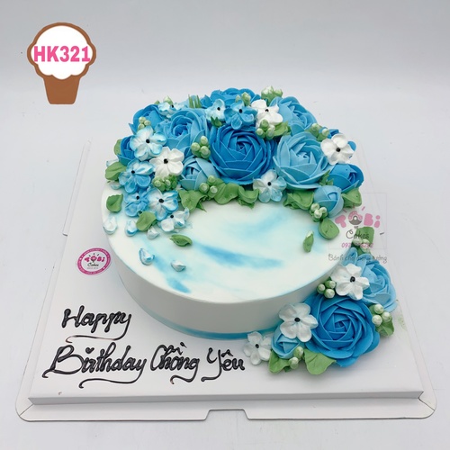 HK321 - Bánh hoa kem mừng sinh nhật chồng yêu
