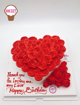 HK327 - Bánh hoa hồng kết tim kỉ niệm tình yêu