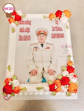 HK302 - Bánh hoa kem mừng sinh nhật Ông