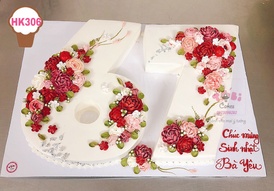 HK306 - Bánh sinh nhật trang trí hoa Hàn Quốc tặng bà