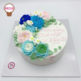 HK316 - Bánh hoa kem dịu dàng mừng sinh nhật chị gái