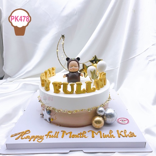 PK478 - Bánh sinh nhật trang trí em bé dễ thương tông nâu vàng