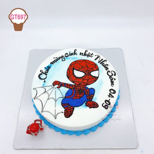 GT697— Bánh sinh nhật vẽ hình spiderman dễ thương