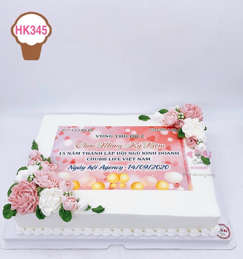HK345 - Bánh hoa kem kỉ niệm công ty đặc biệt