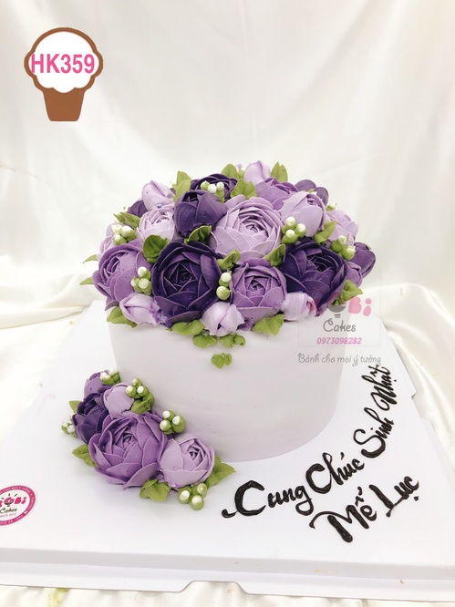Bánh sinh nhật tạo hình 3d hoa hồng màu tím đẹp lãng mạn tặng nữ bán chạy   Bánh Kem Ngộ Nghĩnh