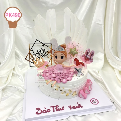 PK490 - Bánh sinh nhật công chúa tone hồng đáng yêu