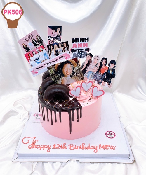Bánh gato sinh nhật gắn ảnh nhóm nhạc Black Pink nền socola tặng nữ  Bánh  Kem Ngộ Nghĩnh