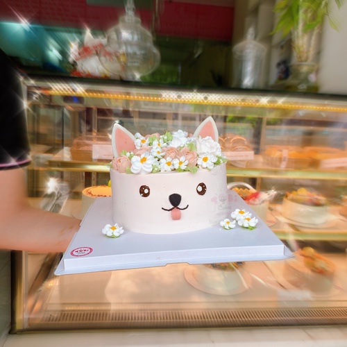 Bánh kem - fondant thôi nôi bé gái và chó con - Tiệm Bánh Mon Chéri | Bánh  kem dễ thương