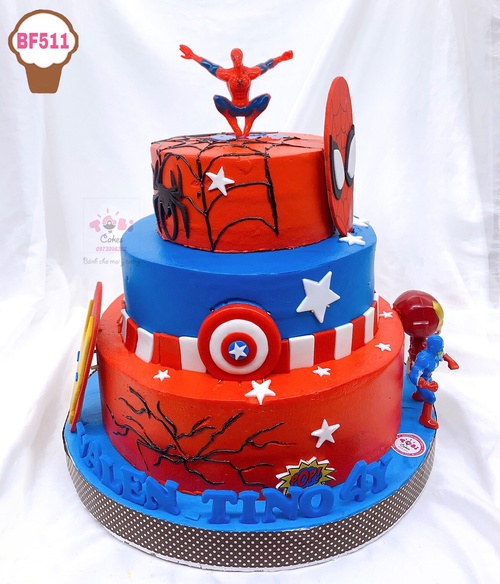 Bánh sinh nhật siêu nhân nhện 2 tầng cho bé 5 tuổi  Bánh kem cao cấp