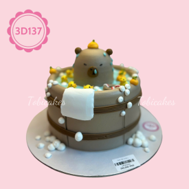 3D137-Bánh sinh nhật Capybara Tắm Bồn dễ thương cực Chill